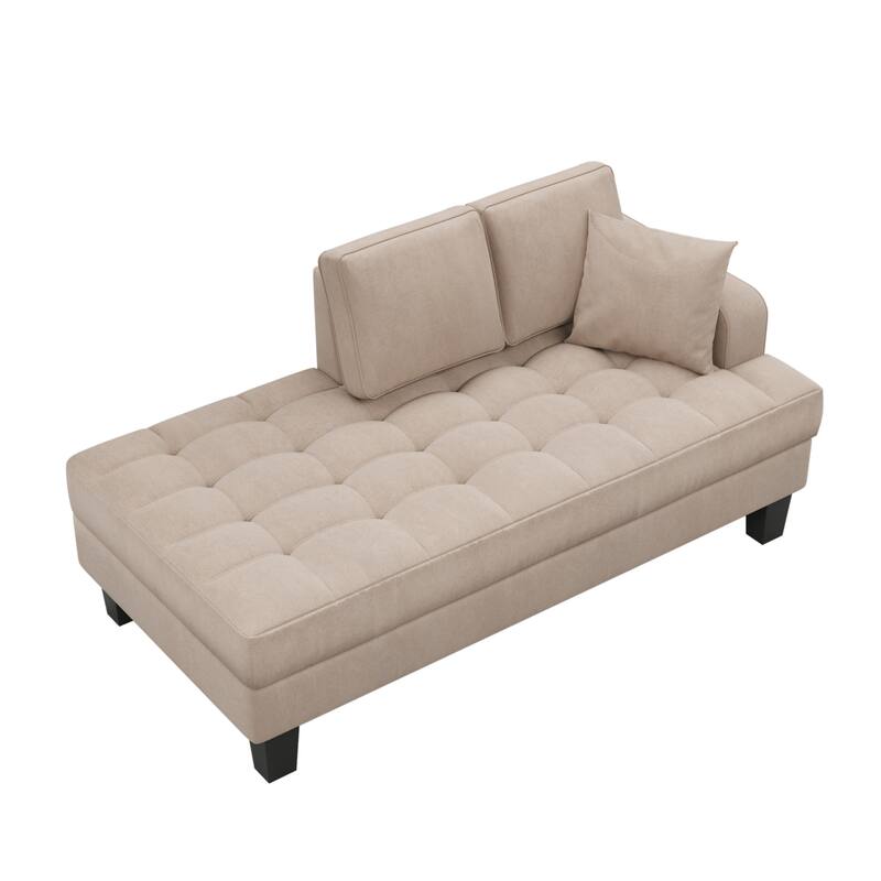 64" Deep Tufted Upholstered Textured Fabric Chaise Lounge Bed Bath